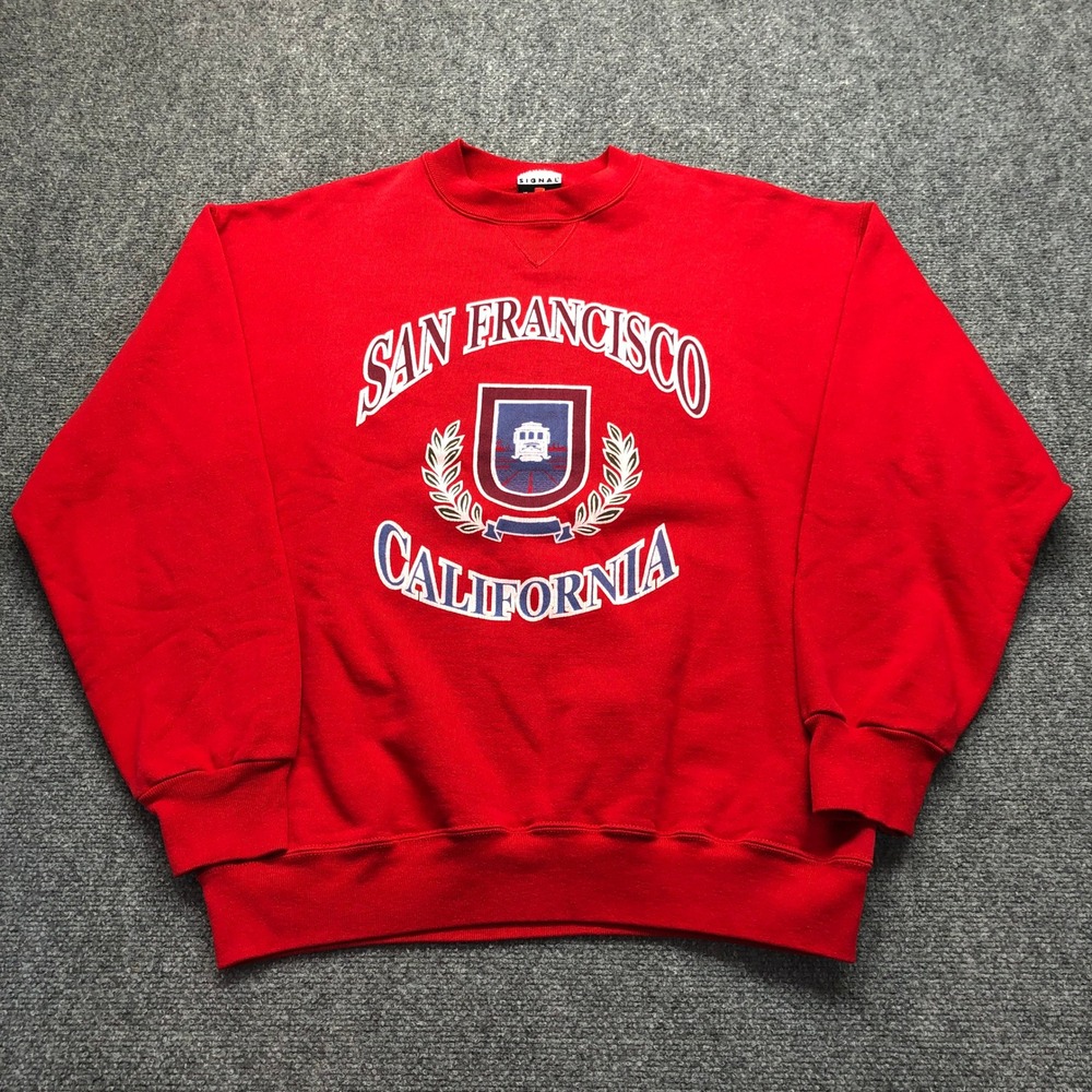 Vintage Signal Sports San Francisco California Sweatshirt Red Crewneck Mens XL